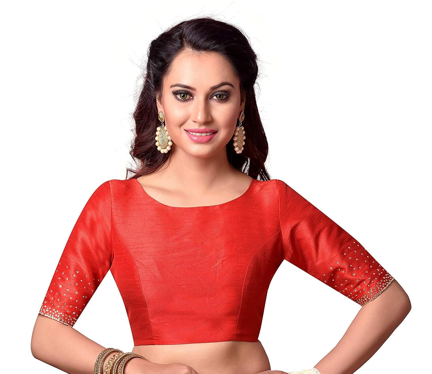 xomantic fashion designer crystals sleeve blouse