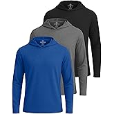 Real Essentials 3 Pack: Men's Dry Fit Wicking Long Sleeve Fishing Active Hoodie Pullover Sweatshirt (Big & Tall)