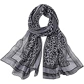 MakeMeChic Women's Silk Scarf Fashion Cheetah Lightweight Scarves Vintage Shawl Wrap for Spring Summer Fall Winter