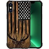 ZHUXUXITT Case for iPhone XR,Deer American Flag Case for iPhone XR Design for Men Boys [Anti-Scratch] Non-Slip+Shockproof Rugged TPU Protective Case