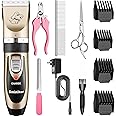 Sminiker Professional Rechargeable Cordless Dogs Cats Horse Grooming Clippers - Professional Pet Hair Clippers with Comb Guides for Dogs Cats Horses and Other House Animals Pet Grooming Kit