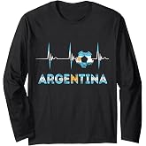 Argentinian Pride Heartbeat EKG Pulse Sun of May Argentina Long Sleeve T-Shirt