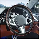 TNAIYH 15 Inch Car Steering Wheel Cover, Breathable Leather Elastic Vehicle Steer Wheel Protector for Men Women, Anti-Slip Automotive Interior Decorations Accessories, Universal Fit (Black)