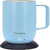 Thermacup Self-Heating Temperature Controlled Coffee Mug with Lid, Led Electric Smart Cup, 3 Custom Heat Settings, Auto/Off F