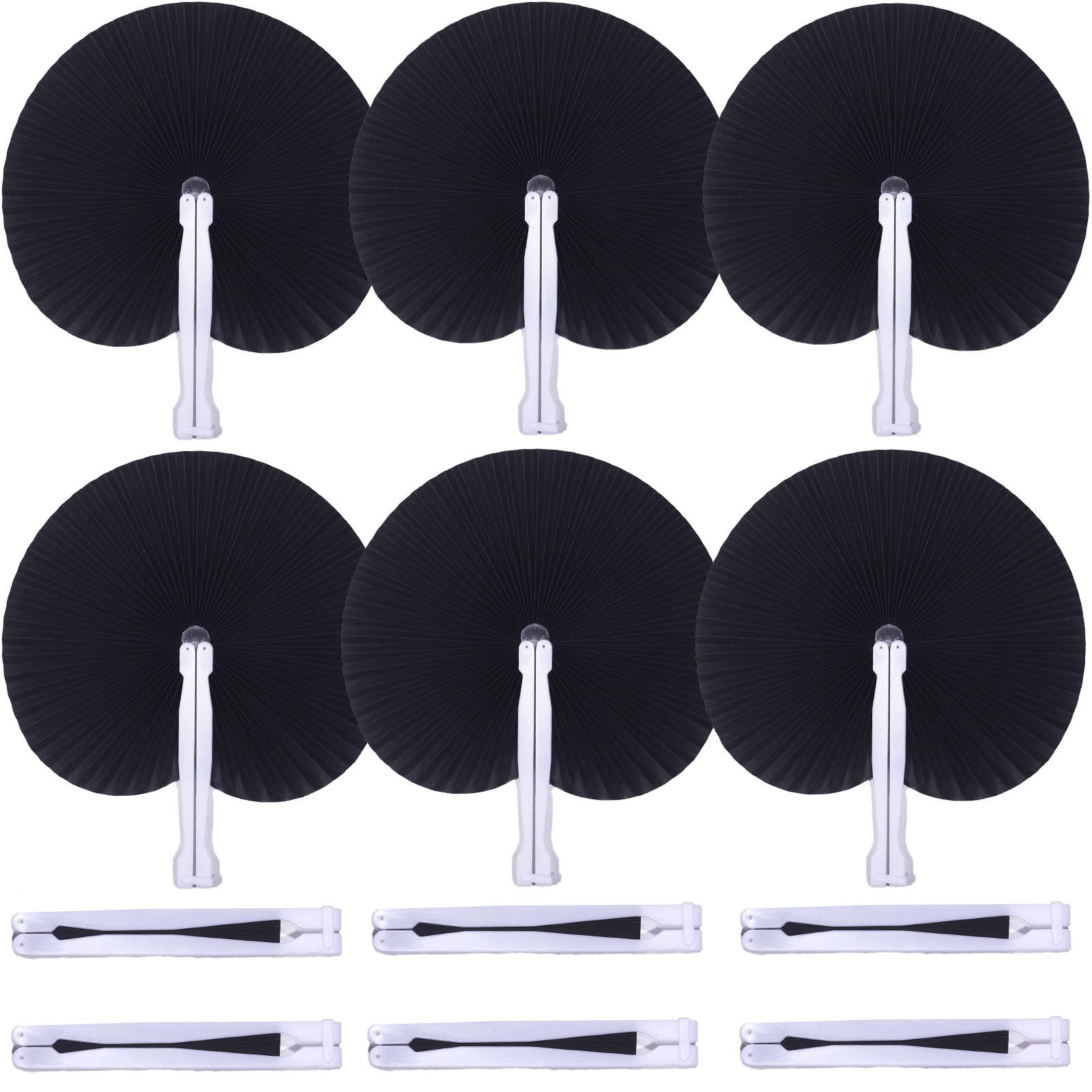 Photo 1 of Bestage 20 Pieces Decorative Paper Folding Hand Fans Handheld,Black Round Wedding Foldable Fans Chinese and Japanese Fans Bulk for Bridal Guest Church Party Favors Dancing Birthday DIY