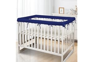 CLYCSRC 4 in 1 Crib Rail Covers for Teething,Soft Breathable Anti-Collision Crib Teething Rail Cover Edge Protector Strip（2025 New） (Blue-4pc)