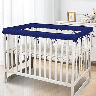 Breathable Muslin Rail Covers 4-in-1 For Teething - Soft Muslin Crib Guard &amp; Corner Protectors (4-Piece Set) Crib Rail Covers
