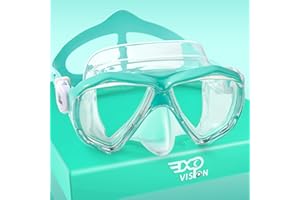 EXP VISION Kids Diving Mask 180° Anti-Fog Swim Mask, Tempered Glass Child Swim Goggles with Nose Cover Anti-Leak Kids Swim Goggles 4-14 Boys Girls for Diving, Snorkeling, Swimming