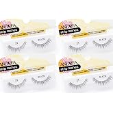 Andrea False Eyelashes Style 21 - Black, Reusable Natural Look Strip Lashes, Lightweight Fake Eyelashes, 4 Pack