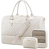 LOVEVOOK Travel Duffle Bag for Women, Weekender Overnight Bag with Shoe Compartment, Carry on Bag with Toiletry Bag, Gym Duffel Bag with Wet Pocket, Hospital Bags for Labor and Delivery 3 Pcs Set