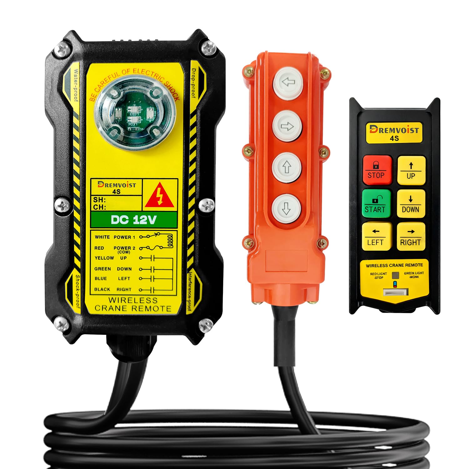 Photo 1 of 2 in 1 Crane Remote Control, 12V Wireless Crane Dump Trailer Controller, Industrial Hoist Truck Crane Switch Control Station, Up-Down-Left-Right, 4 Direction ?