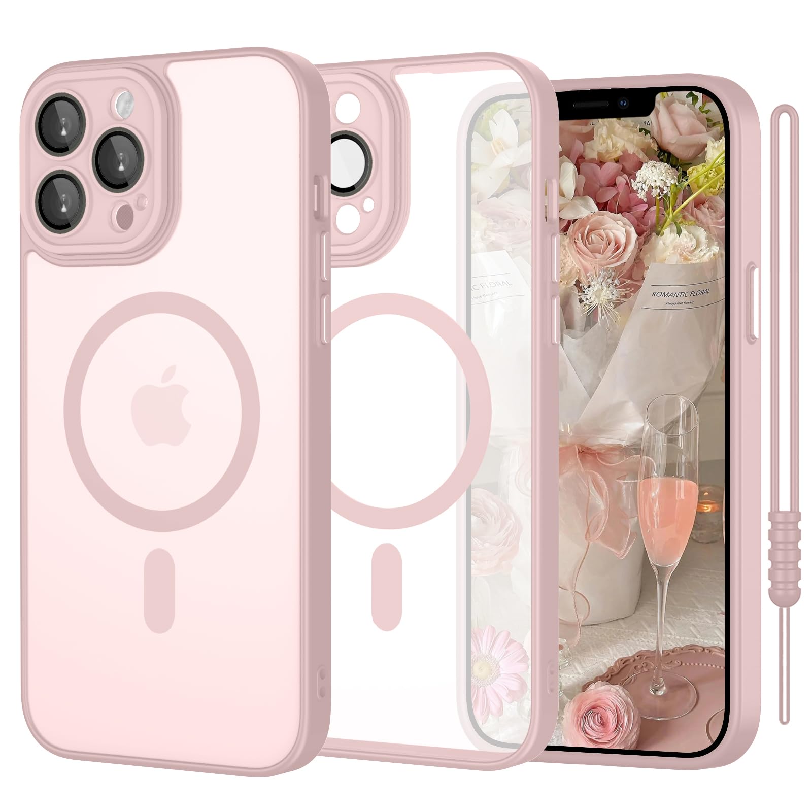 ElestBela iPhone 13 Pro Case, Slim, Lightweight, Durable, Smooth, Shockproof Silicone Case with Magnetic Feature, Pink