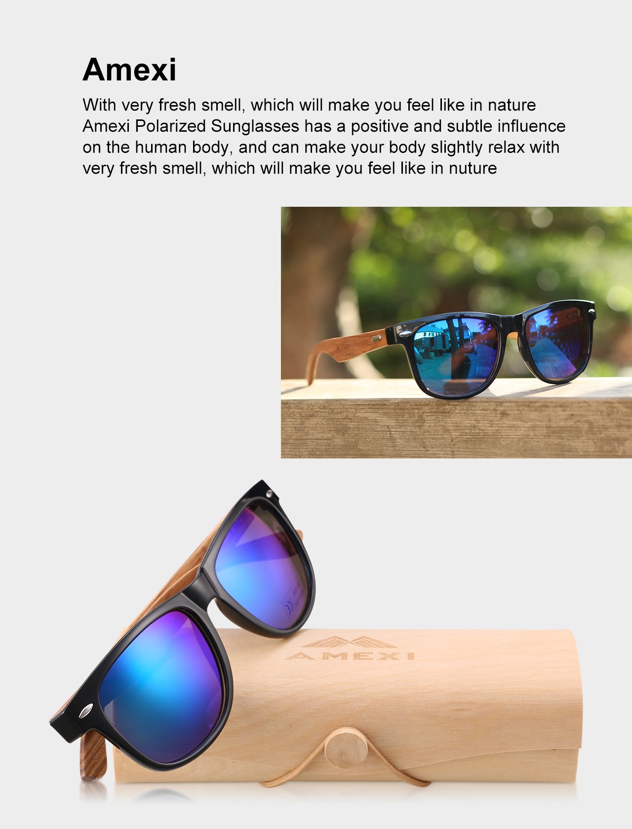 Bambus-Sonnenbrille mit Brillen-Etui, Schraubenzieher und Tasche - polarisiert - UV400 - verschiede Farben u verspiegelte Gläser, mit Bügeln aus Bambus | UV-Schutz