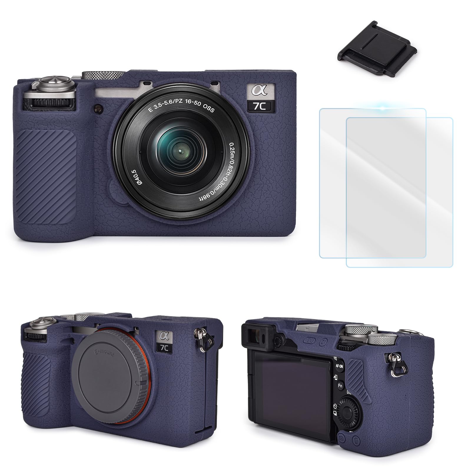 VOVMOEYA Camera Case for Sony Alpha 7CII with 2 Screen Protectors and 1 Hot Shoe Cover, Silicone, Soft Lightweight Protective, Textured Surface