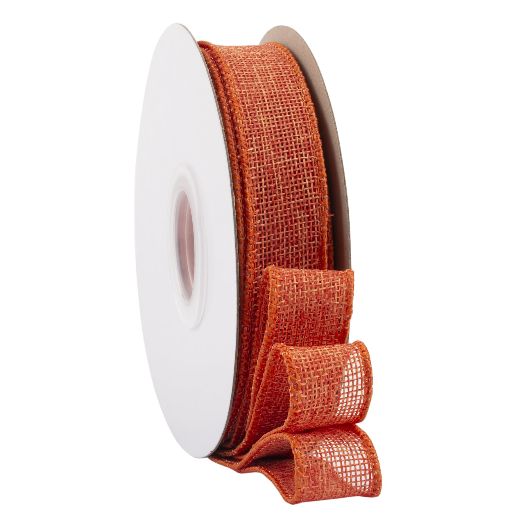 Ribbonitlux Honey Peach Burlap Wired Ribbon, 25mm x 18 Meters, Wired Edge Burlap Ribbon for Gift Wrapping, Big Bow, Wreath, and Christmas Tree Decoration