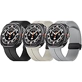 ANCOOL for Samsung Galaxy Watch Ultra Bands 47mm, Soft Silicone Sport Magnetic Band for Samsung Galaxy Ultra Watch Band for Men Women, Black+Starlight+Cloudy gray