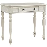 OSP Home Furnishings Country Meadows 36 Inch Writing Desk with Drawer, Antique White