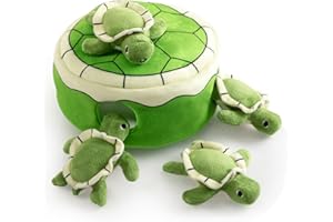 Hollypet Squeaky Dog Toy, Interactive Plush Hide and Seek Dog Toys for Small Medium Sized Dogs and Non-Aggressive Chewers, Puppy Teeth Clean Chew Toys, Turtles