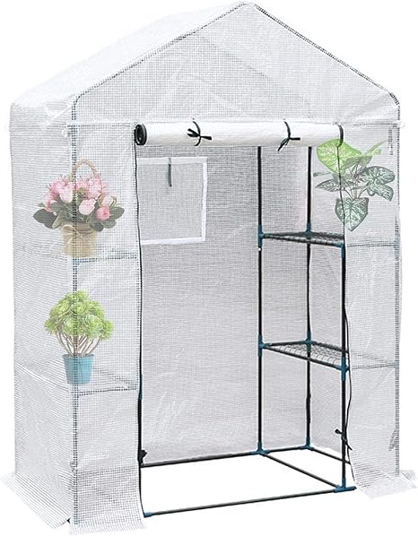 Amazon Co Jp ビニール温室 ビニールハウス ウォークイン温室 ガーデンハウス ビニールハウスカバー 折りたたみ 簡易温室 花園 菜園 Pe素材 植物保護 成長観察 多機能 保温 防寒 通気 防水 防塵 紫外線対策 害虫退治 設置 移動 収納簡単 再利用可能 ポータブル 家庭用