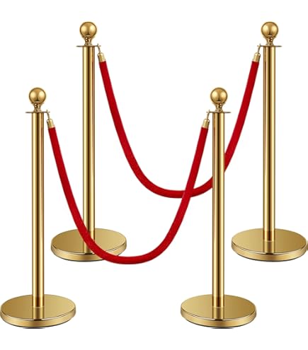 VEVOR Stanchion Post With Velvet Rope, 6-Pack Crowd Control Stanchion With 6PCS 5FT Black Velvet