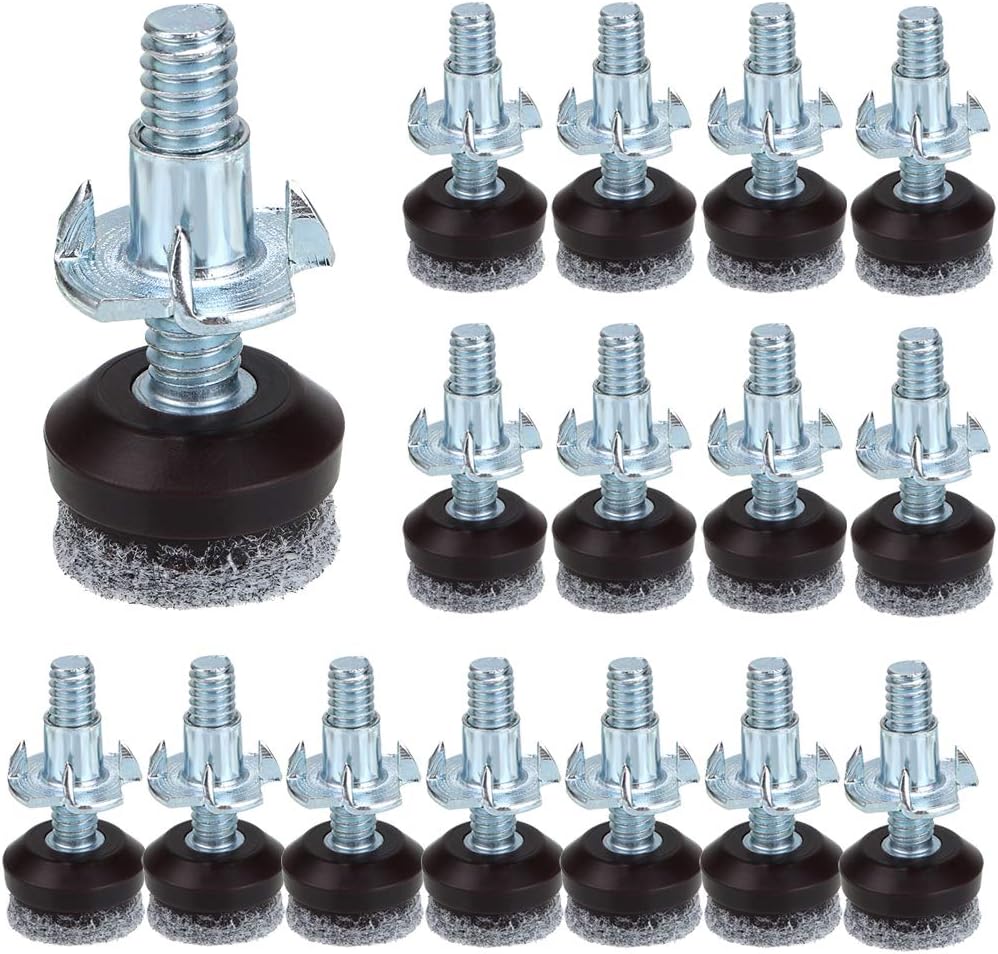 IGNPION 16Pcs M6 Adjusting Furniture levelers, Felt Leveling Glides