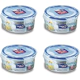 Lock &amp; Lock Round Water Tight Food Container Snack Box, Set of 4, Clear