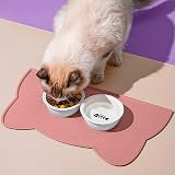 Septillar Cat Food Mat Silicone Non Slip Waterproof 44x25 Coral Pink view 2