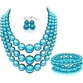 Big Chunky Pearl Necklace and Earring Set - Large Costume 1920s Faux Pearls Gatsby Accessories