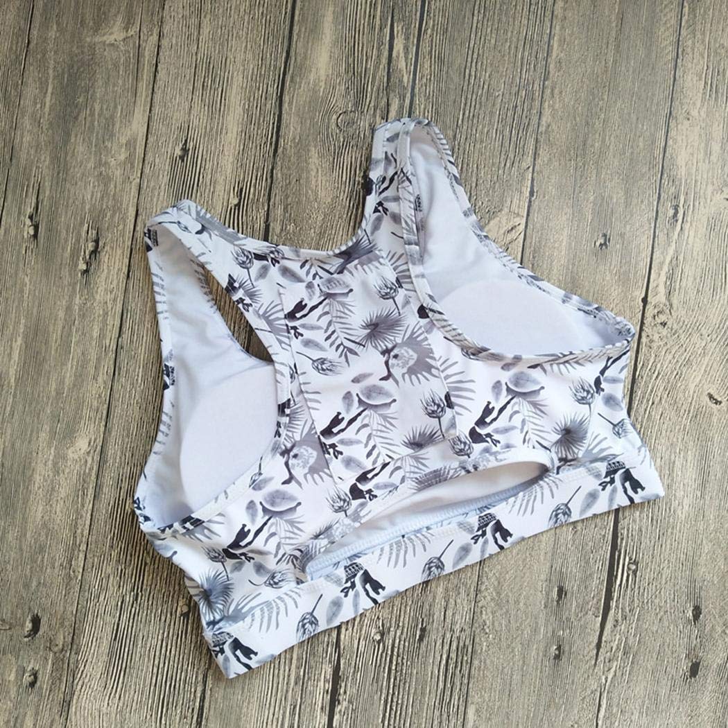 UpBeauty Women Casual Solid O-Neck Sleeveless Seamless Yoga One-Piece Bra Sports Bras Gray