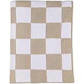 Living Textiles Taupe Check Chenille Knitted Soft Baby Blanket - Reversible Premium Cozy Fabric for Best Comfort - for Infant,Toddler,Newborn,Nursery,Boy,Girl,Throw,Crib,Stroller