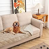 fuguitex Waterproof Dog Blanket, Pet Friendly Reversible Throw Essential for Small Dogs, Tear Resistant Leakproof Washable Couch Cushion Bed Protector Cover for Indoor Furniture（30"*70",Beige+Cream
