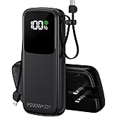 UYAYOHU Portable Charger, Power Bank, 15000mAh Battery Pack Fast Charging Lightweight, Built-in AC Wall Plug and 2 Output Cables with LED Display for iPhone15 14 13 12 11 Samsung iPad etc(Deep Black)
