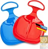 Alpenflitzer 2x Bob Sledges with Handle Kids Snow Sledge Blue Red Toboggan view 1