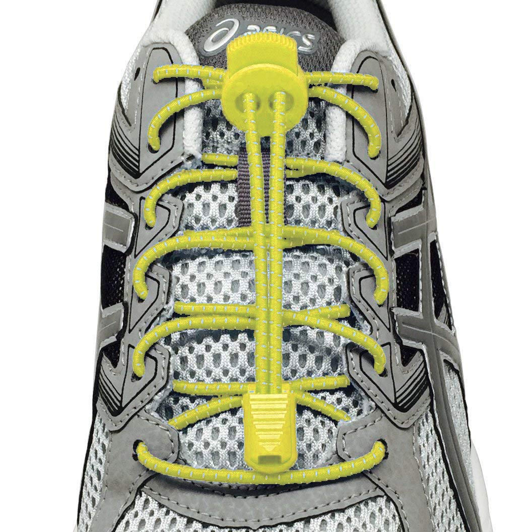 Naomo No Tie Laces Elastic Easy Tie Shoe Laces for Adults and Kids Running Shoes 2 Colours (2 Pair Black&Flash)