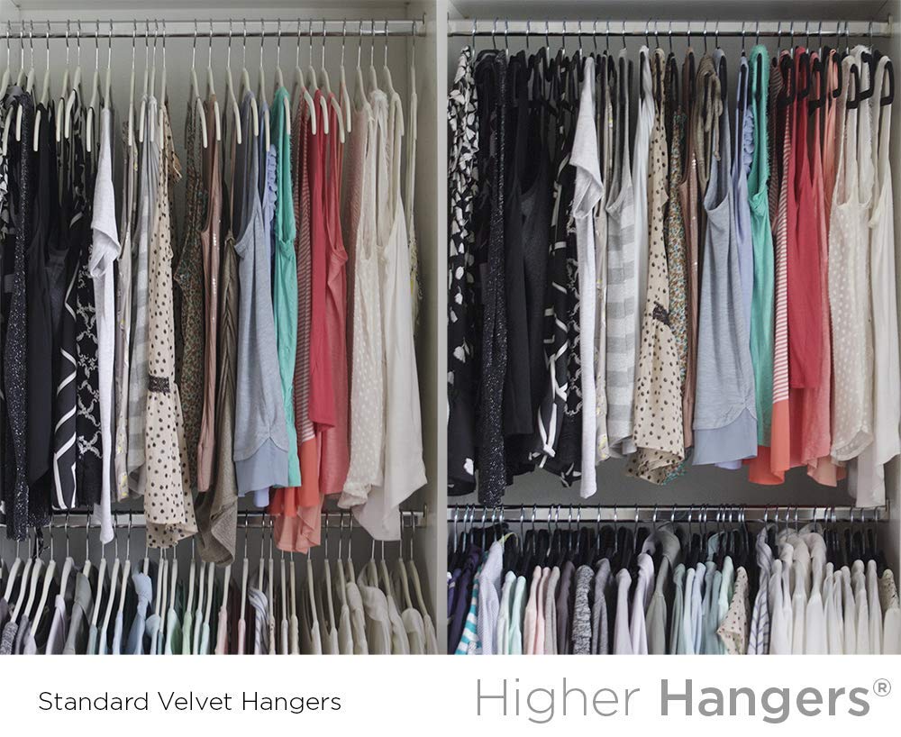 Higher Hangers Space Saving Velvet Clothes Hangers Slimline Heavy Duty