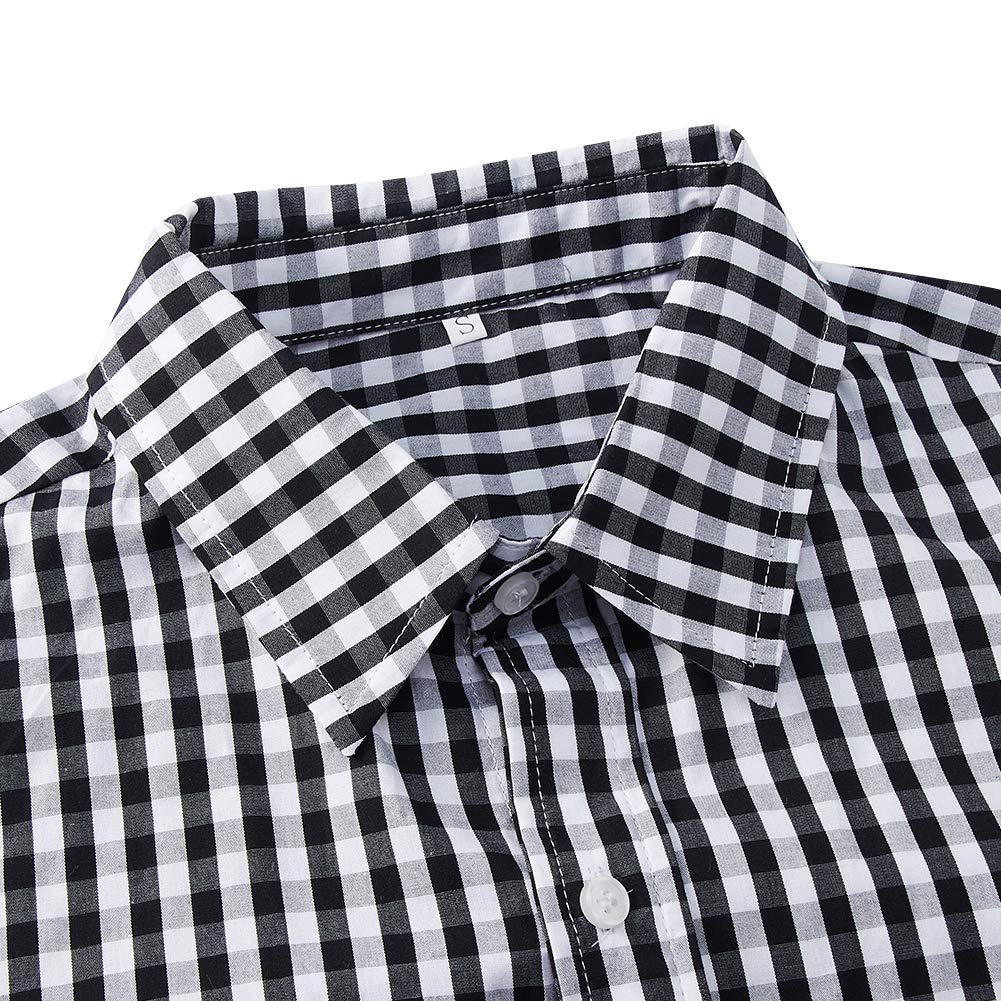 RAISEVERN Negro Chequeado Manga Larga Camiseta para Hombre de Oktoberfest Trajes