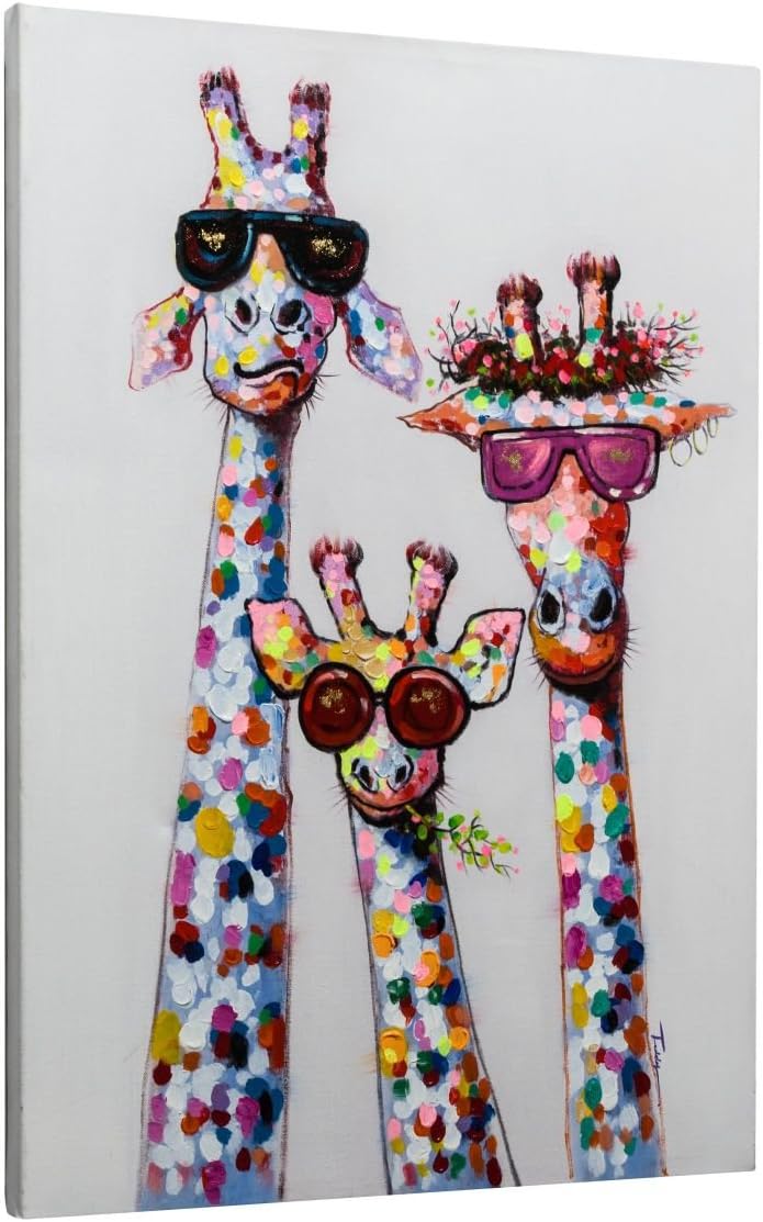 Amazon.de: Bild Giraffen Acryl auf Leinwand bunt 70 x 100 cm