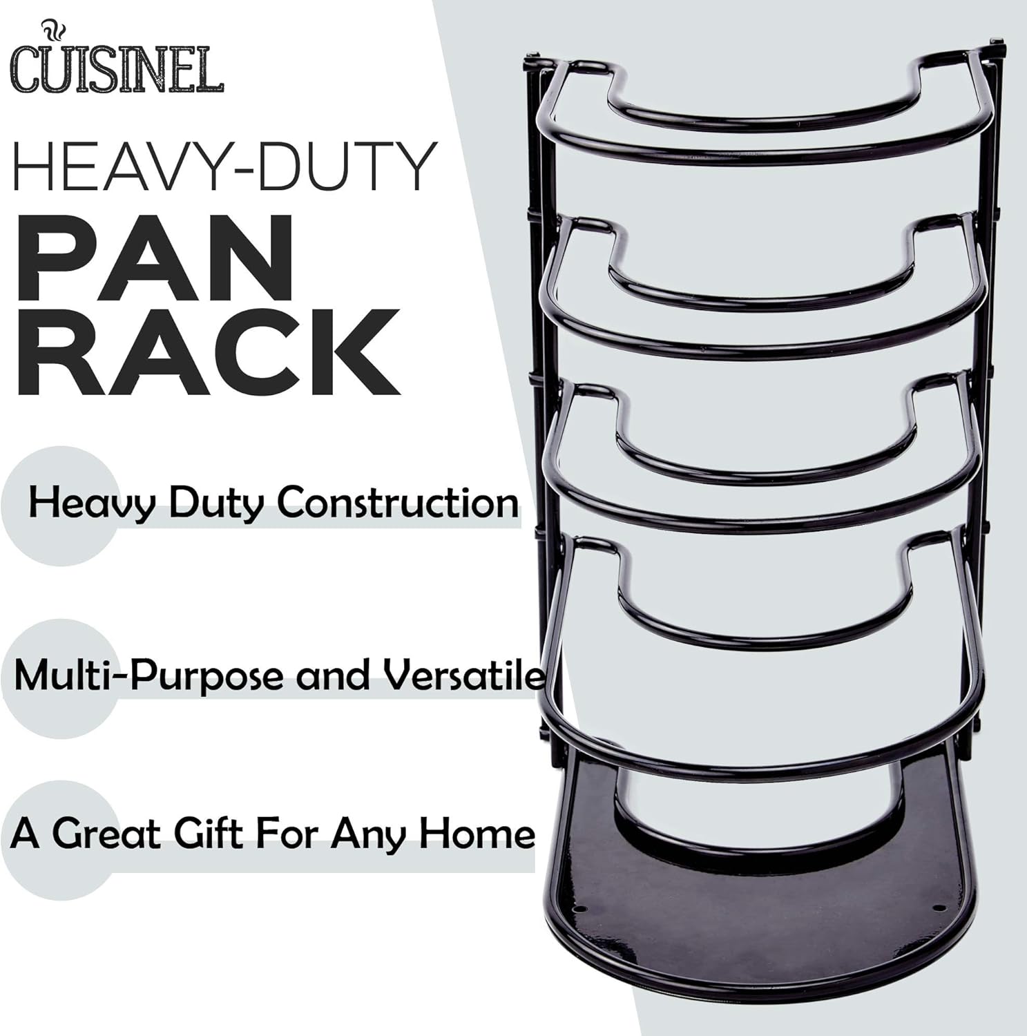 Heavy Duty Pan Organizer, 5 Tier Rack - Holds up to 50 LB - Holds Cast Iron Skillets, Griddles and Shallow Pots - Durable Steel Construction - Space Saving Kitchen Storage - No Assembly Required: Kitchen & Dining