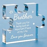 Funnli Gifts for Brother Men Boys Acrylic Plaque, Brother Birthday Gifts | Christmas Fathers Day Birthday Gifts for Brother 3.35 x 2.76 Inch - Brother Son Nephew Grandson Graduation Gifts from Sister