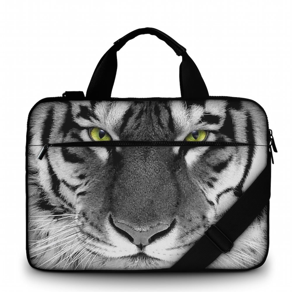 Silent Monsters Laptop bag case 17.3 inch made of Canvas with pocket for accessories, Design: tiger — image 1