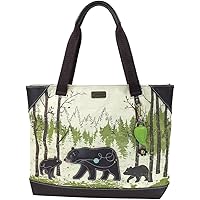 Chala Safari Forest Animal- Large Canvas Tote Shoulder handbag with detachable Purse Charm (912)