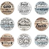 ANATTASOUL Coasters Set of 9 Bible Verses Pattern Colorful Wooden Coasters Bulk Round Housewarming Gift for New Home, 3.9" Decorative Coffee Table Protection for Farmhouse Bar House Decor