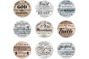 ANATTASOUL 9 Pcs Wood Coasters Sets for Drinks Bible Verses Funny Wooden Cup Coaster for Coffee Table Decor, 3.9" Art Desk Co