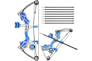 CYZARIZE 5.9"/6"/9"/9.5" Compound Bow and Arrow Set with 8/12 Arrows Archery Bow Set Left and Right Hand Compound Bow Stainless Steel Hunting Bow RH/LH for Target Shooting Practice Archery Fun Games