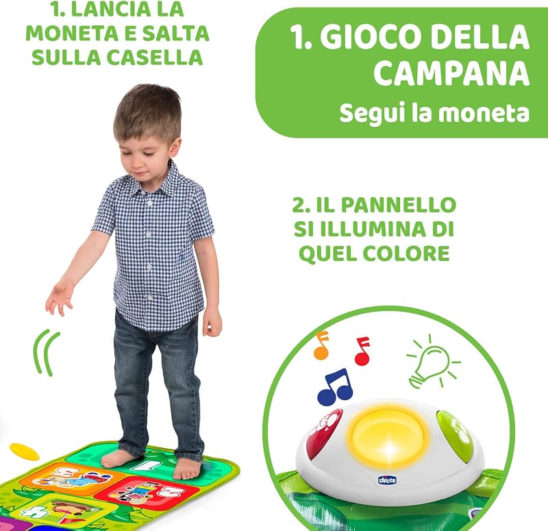 Tappeto Musicale Jump&Fit, Gioco Elettronico per Bambini con Luci e Suoni, Gioco Della Campana