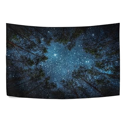 Wihve Tapestry Forest Galaxy Space Starry Night Sky Tapestry Wall Hanging Home Decor For Living Room Bedroom Dorm Room 80 X 60 Inches