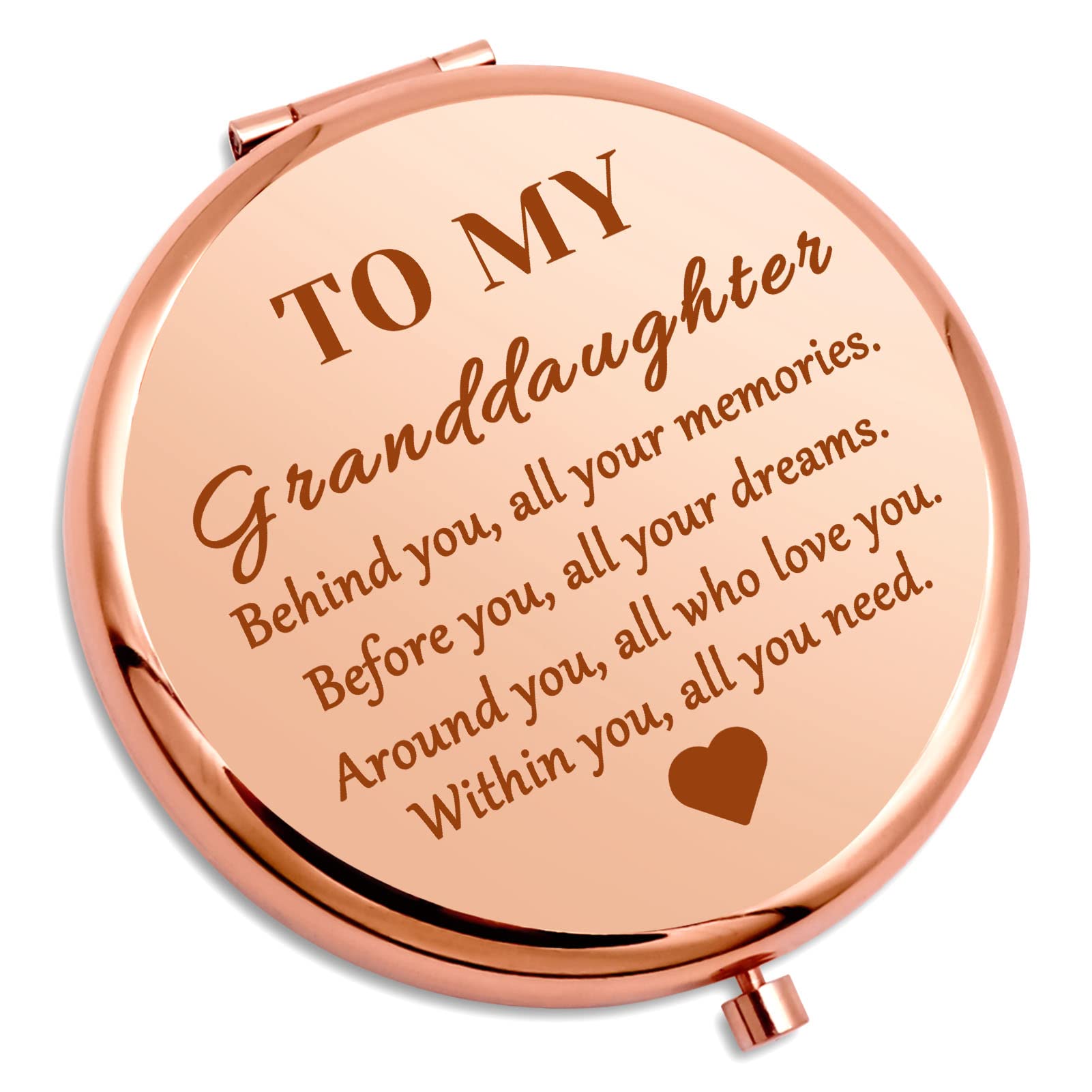 Granddaughter Gifts for Girls Inspirational Compact Mirror Granddaughter Gifts from Grandma Grandpa Compact Makeup Mirror Encouragement Presents for Teenage Kids Best Birthday Graduation Presents