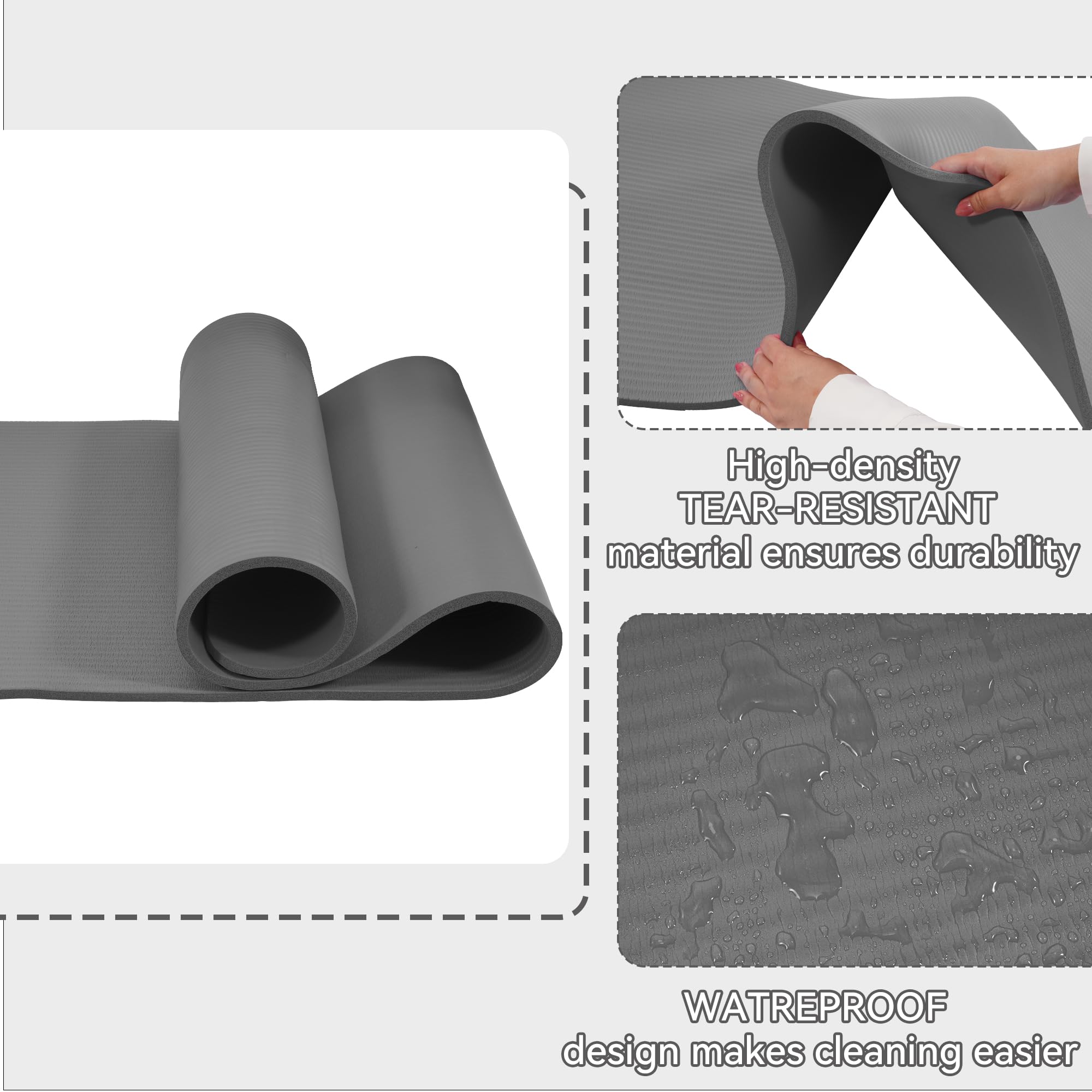 Fitvids Yoga Mat, 1/2-Inch Extra Thick High Density Exercise Mat, Anti-Tear Exercise Yoga Mat with Carrying Strap, Suitable for Various Yoga Exercises