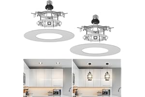 TEBIO R5 and 6 Recessed Can Light Conversion Kit, Ceiling Light Fixture Upgrade,Pendant Light,Hanging Light, Ceiling Fan Compatible, Equipped with 7¾ Inch Flat Steel Ceiling Medallion, white Finish,2 Pack