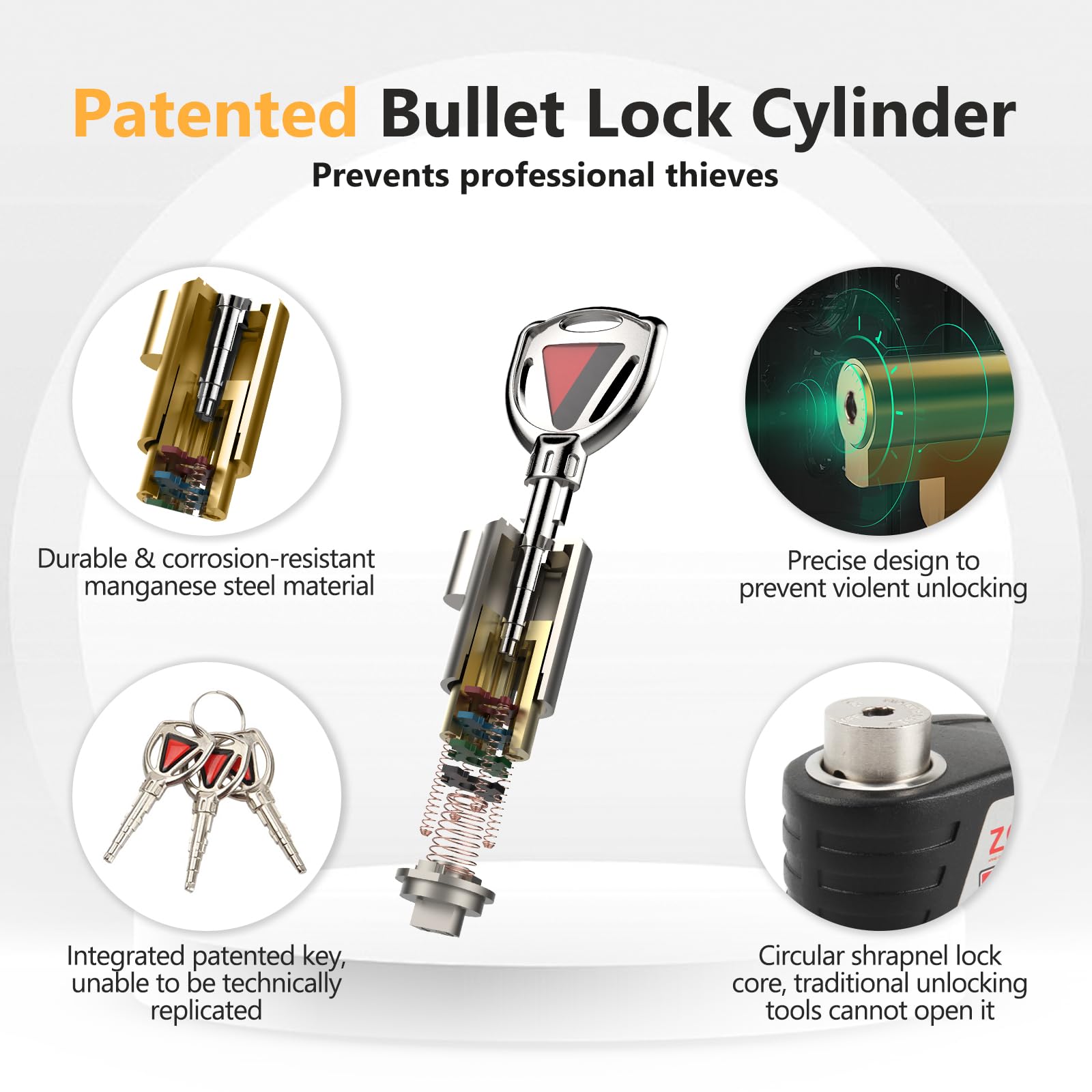 Motorcycle Lock, Disc Brake Lock with 130DB Alarm, Heavy Duty Motorcycle Locks Anti-Theft, Motorcycle Alarm Waterproof Wheel Lock for Moped Bike Scooter